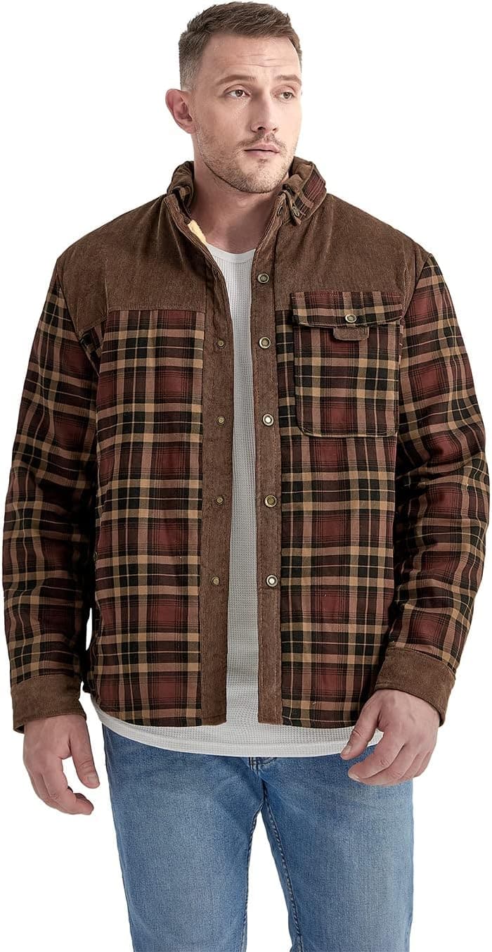 Men's Flannel Sherpa-Lined Jacket - Warm Plaid Coat