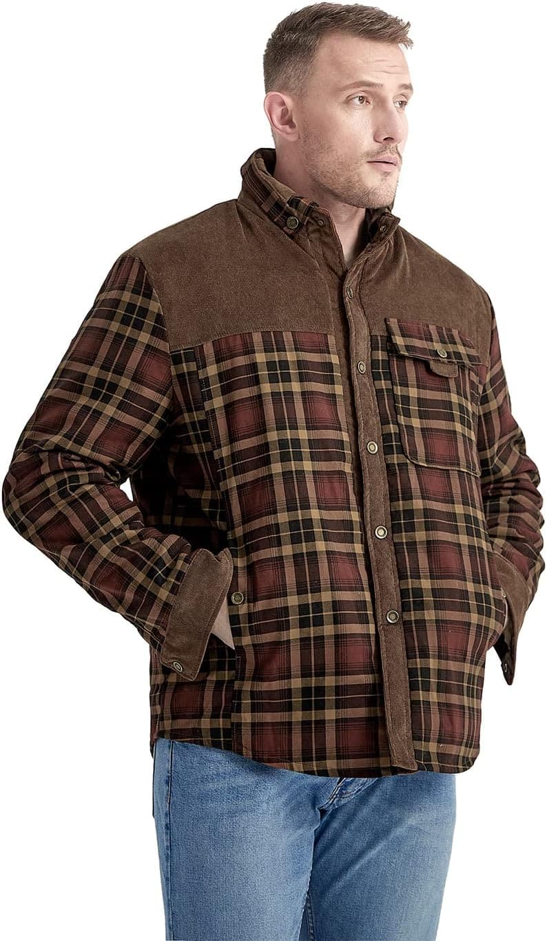 Men's Flannel Sherpa-Lined Jacket - Warm Plaid Coat