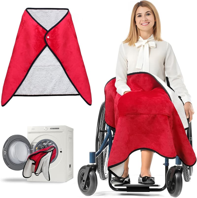 Cozy Red Lap Blanket for Wheelchair Use (43x28 inches)