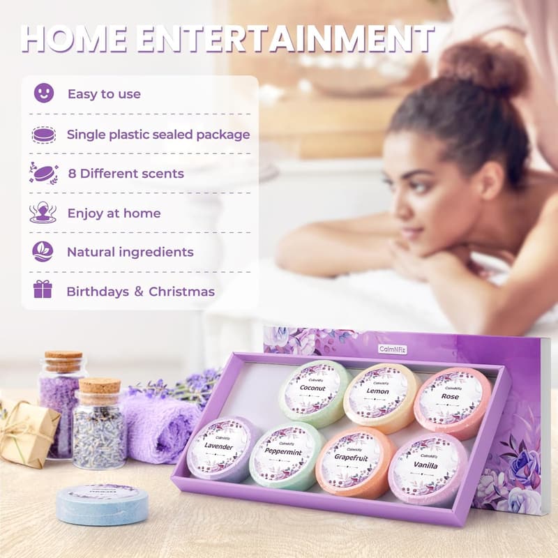 Birthday Gift - Organic Shower Steamers with 8 Scents for Women