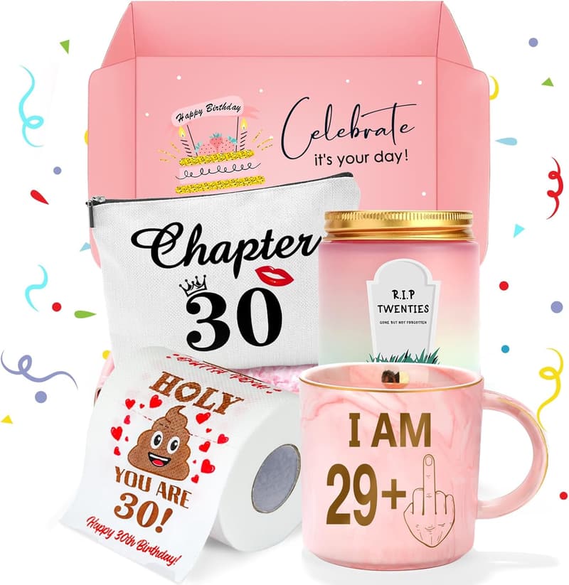 30th Birthday Gift Set for Her – Funny Mug, Bag, Candle