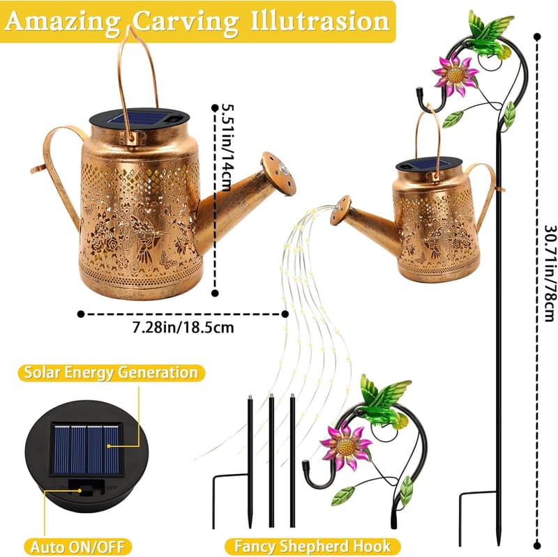 Hummingbird Solar Lanterns for Garden - Waterproof Hanging Lights