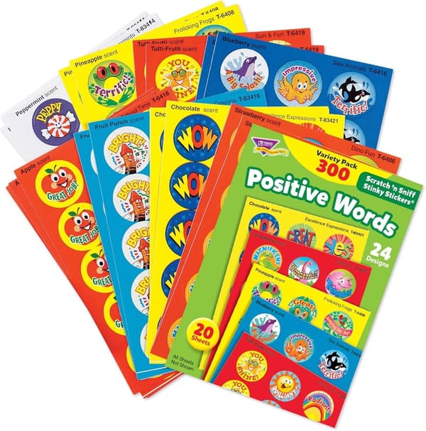 Scented Scratch 'N Sniff Stickers for Kids - 24 Designs, 20 Sheets