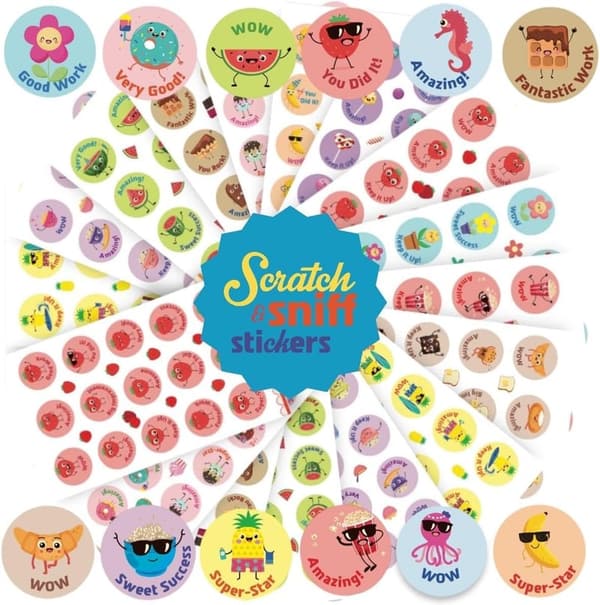 Scratch and Sniff Stickers Set - 24 Sheets, 12 Scents for Kids