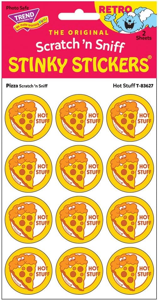Retro Pizza Scented Scratch 'n Sniff Stickers - 24 Pack