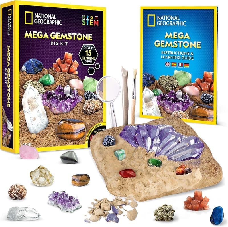 Mega Gemstone Dig Kit – Discover 15 Real Gemstones for Kids