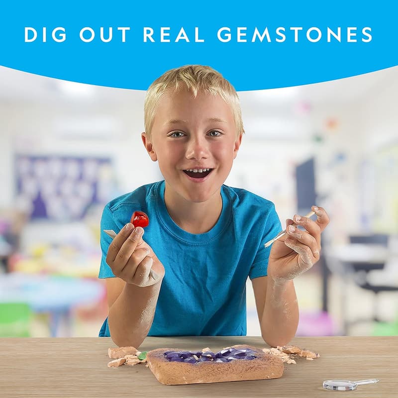 Mega Gemstone Dig Kit – Discover 15 Real Gemstones for Kids