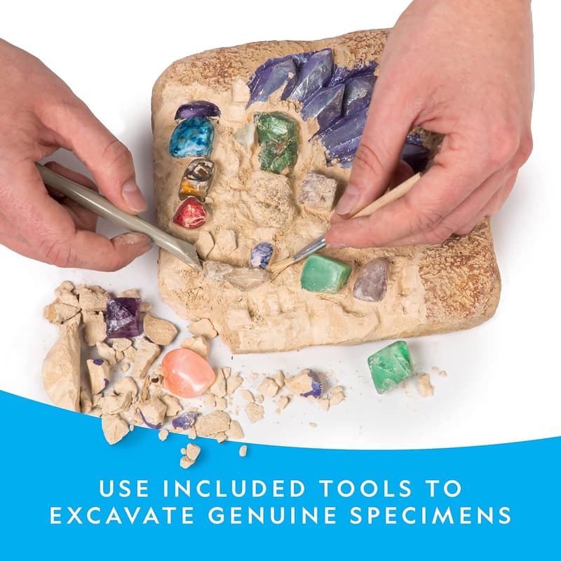 Mega Gemstone Dig Kit – Discover 15 Real Gemstones for Kids