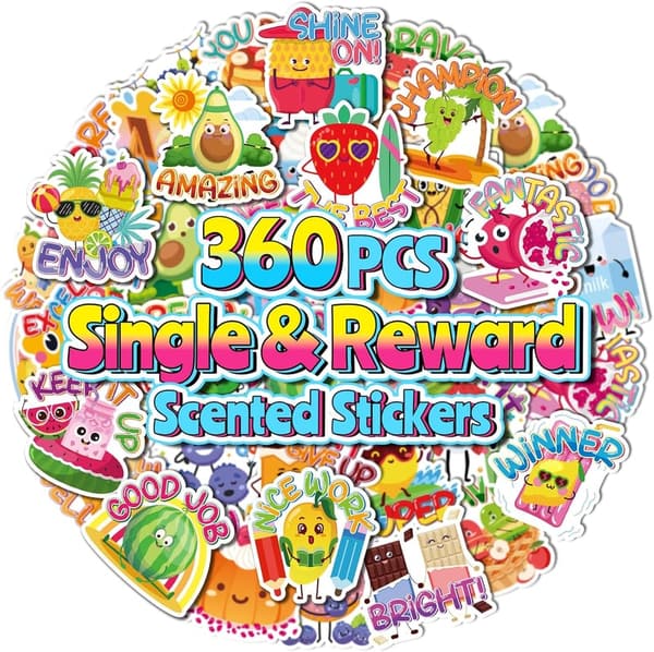 360PCS Large Scratch and Sniff Stickers for Kids & Teachers