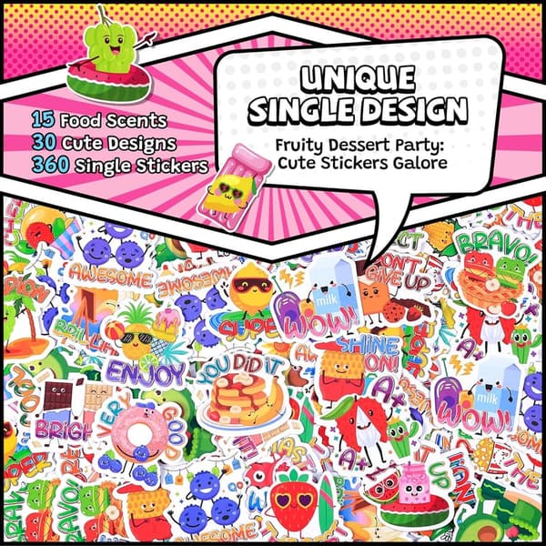 360PCS Large Scratch and Sniff Stickers for Kids & Teachers