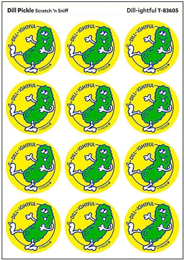 Retro Dill Pickle Scratch 'n Sniff Stickers - 24 Pack