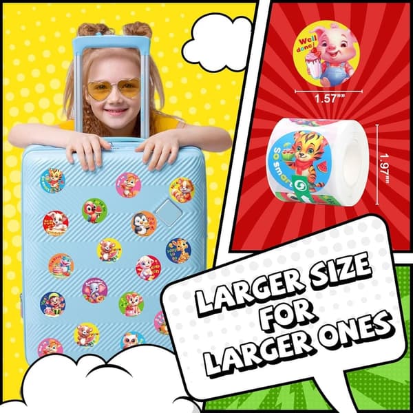 Scratch and Sniff Animal Stickers – 600 Pcs, Reward for Kids