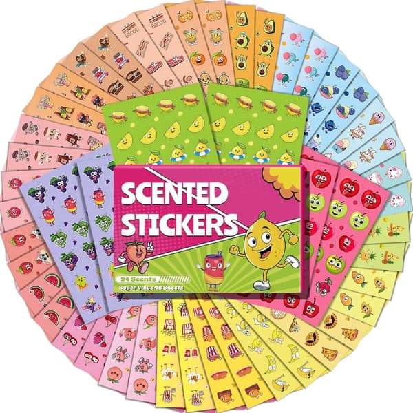 Scratch and Sniff Stickers for Kids - 24 Scents, 48 Sheets