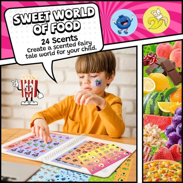 Scratch and Sniff Stickers for Kids - 24 Scents, 48 Sheets