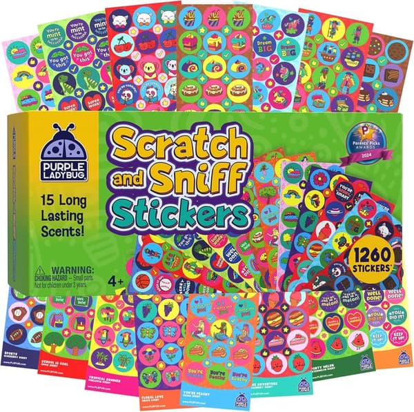 Scratch and Sniff Stickers Variety Pack - 15 Unique Scents for Kids