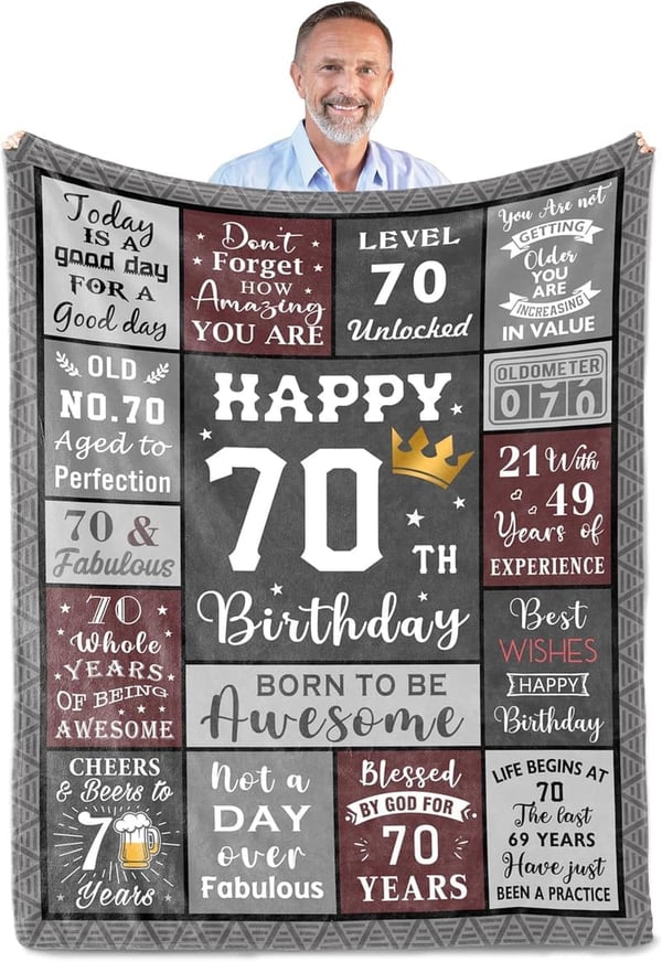 70th Birthday Throw Blanket for Men, 60