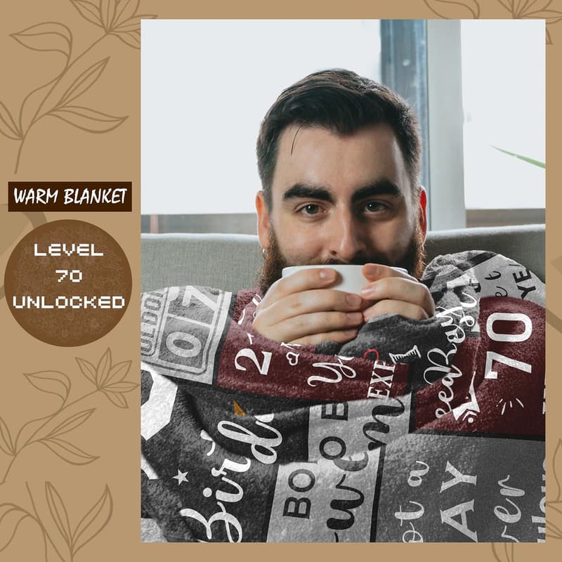 70th Birthday Throw Blanket for Men, 60