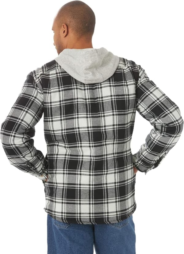 Men's Quilted Flannel Shirt Jacket with Hood