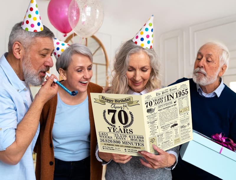 70th Birthday Jumbo Card for Men and Women, Vintage 1955 Theme