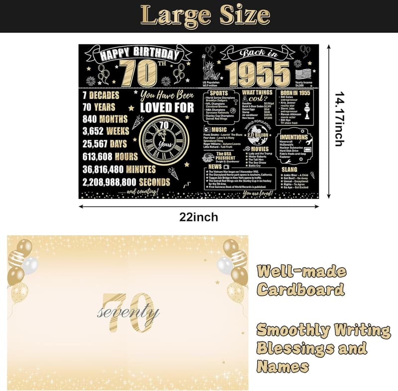 70th Birthday Giant Greeting Card with Envelope for All