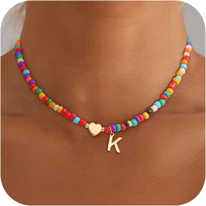 Trendy Beaded Initial Necklace for Girls and Teens