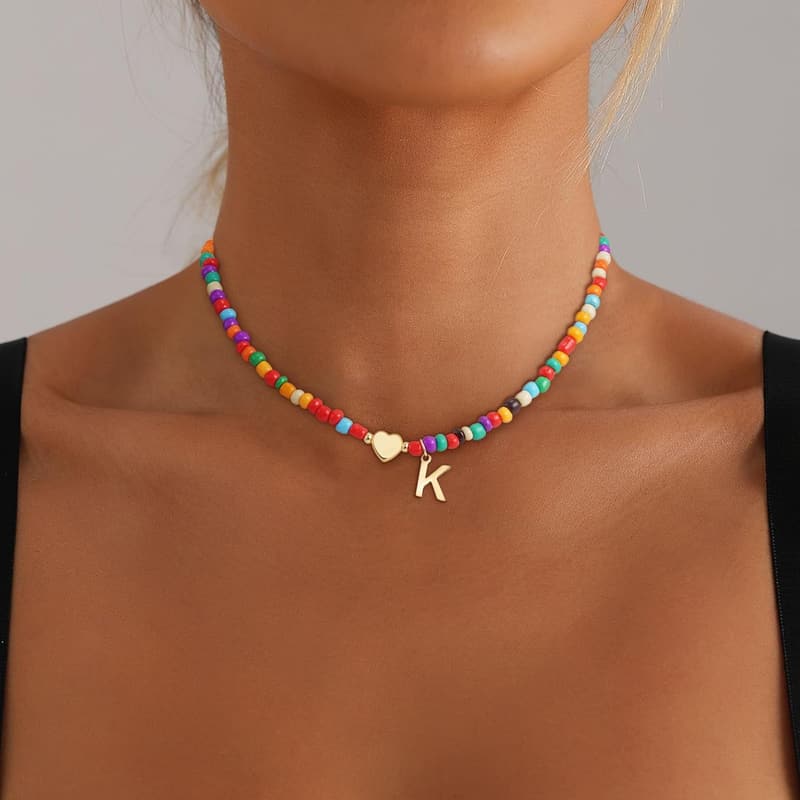 Trendy Beaded Initial Necklace for Girls and Teens