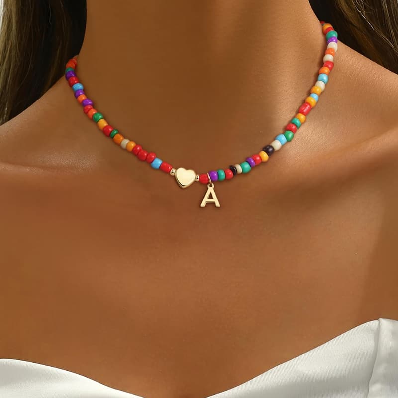 Trendy Beaded Initial Necklace for Girls and Teens