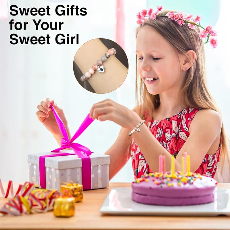 Birthday Gifts for Girls: Pink Zebra Heart Beaded Bracelet