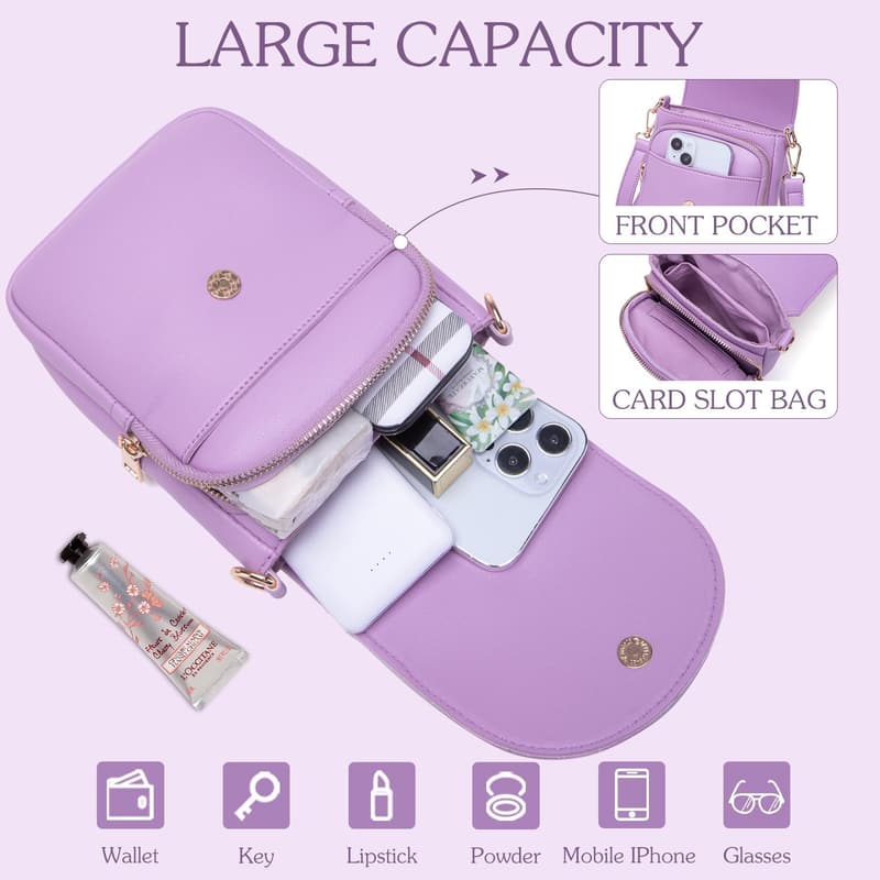 Teen Girls' Leather Initial Crossbody Purse with 3 Compartments
