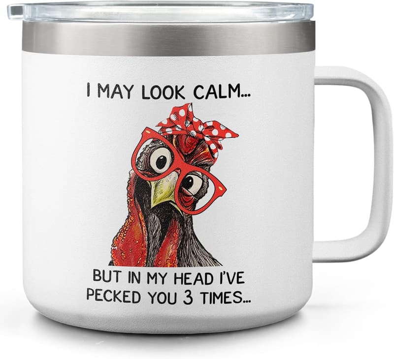 Funny 14oz Rooster Coffee Mug - Gift for Women & Friends