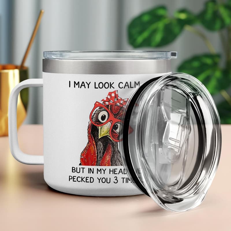 Funny 14oz Rooster Coffee Mug - Gift for Women & Friends