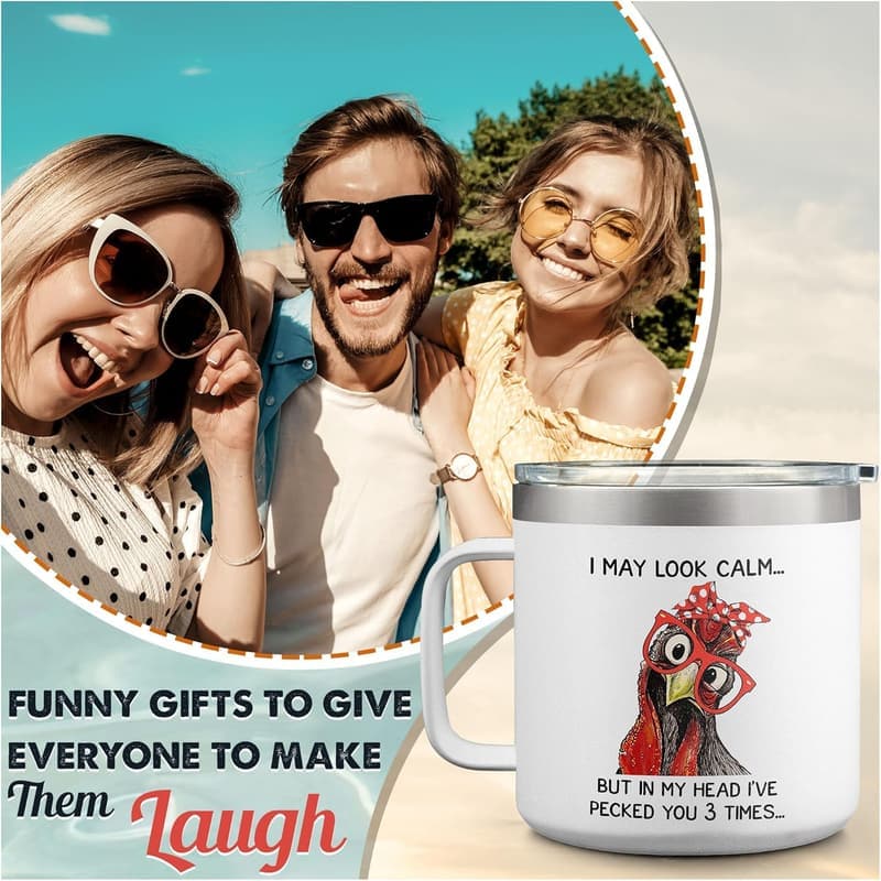 Funny 14oz Rooster Coffee Mug - Gift for Women & Friends