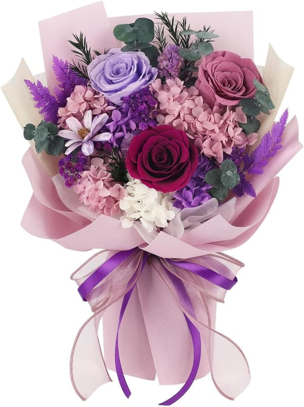 Forever Purple Rose Bouquet - Lasting Flowers for Mom