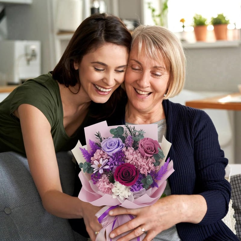 Forever Purple Rose Bouquet - Lasting Flowers for Mom