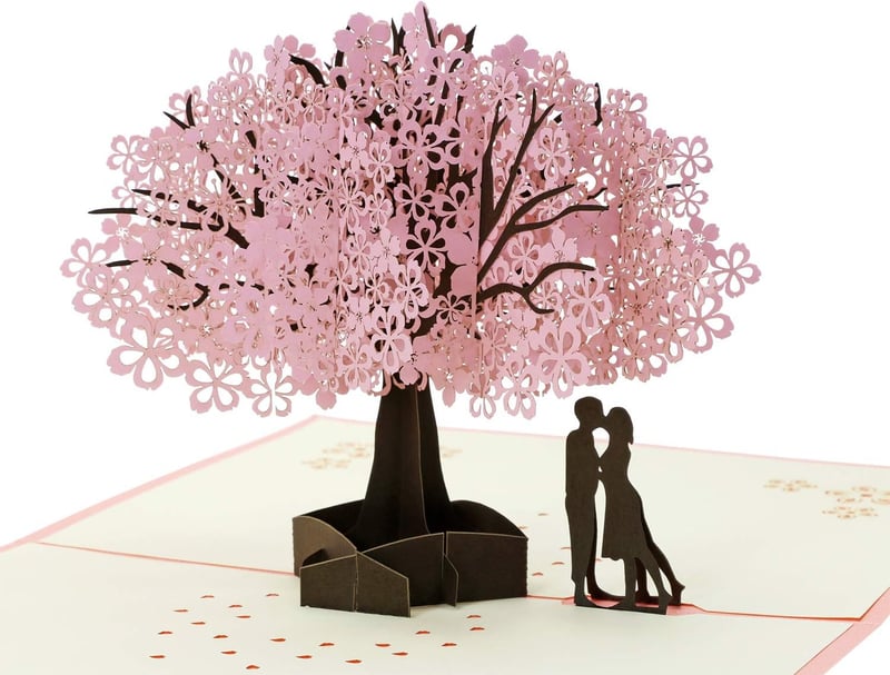 Cherry Blossom Pop-Up Card - Handmade 3D Anniversary Gift