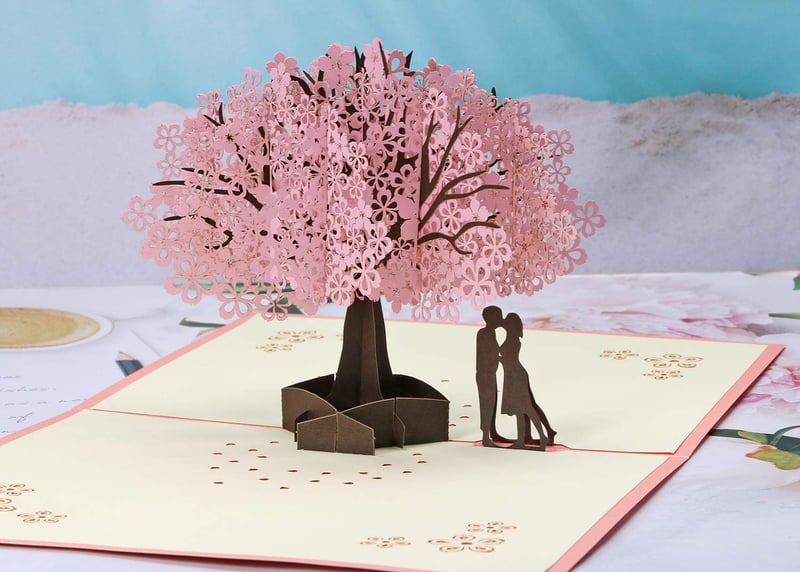 Cherry Blossom Pop-Up Card - Handmade 3D Anniversary Gift