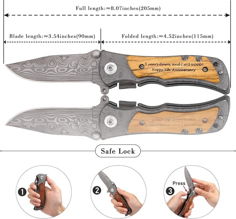 5th Anniversary Pocket Knife Gift for Him