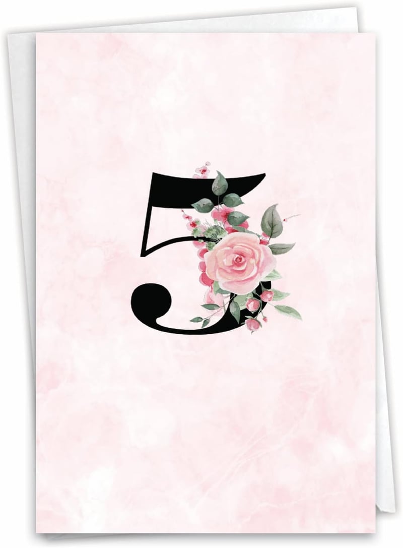 5th Anniversary Floral Card with Envelope for Women