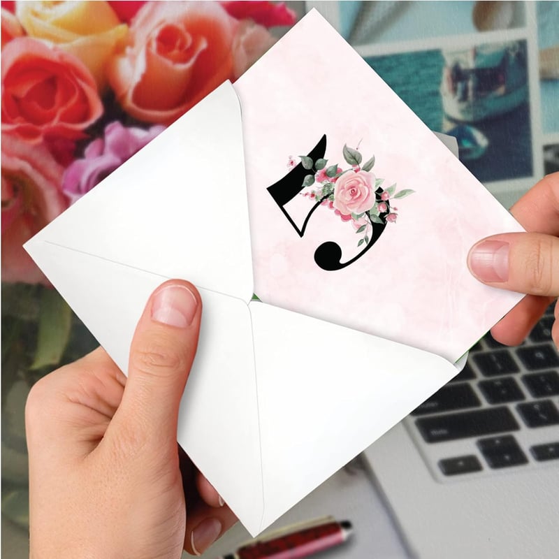 5th Anniversary Floral Card with Envelope for Women