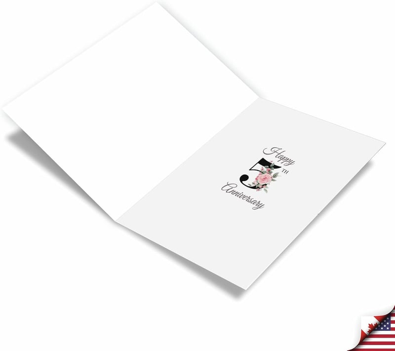 5th Anniversary Floral Card with Envelope for Women