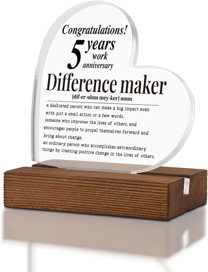 5th Work Anniversary Inspirational Decor Gift for Employees