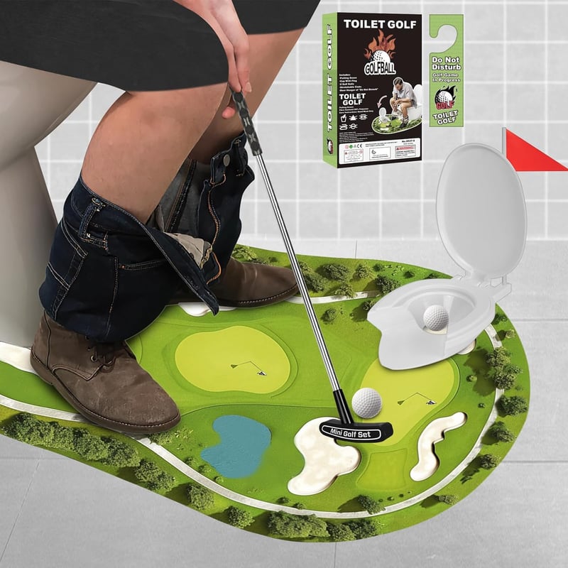 Toilet Golf Game - Fun Bathroom Gag Gift for Adults
