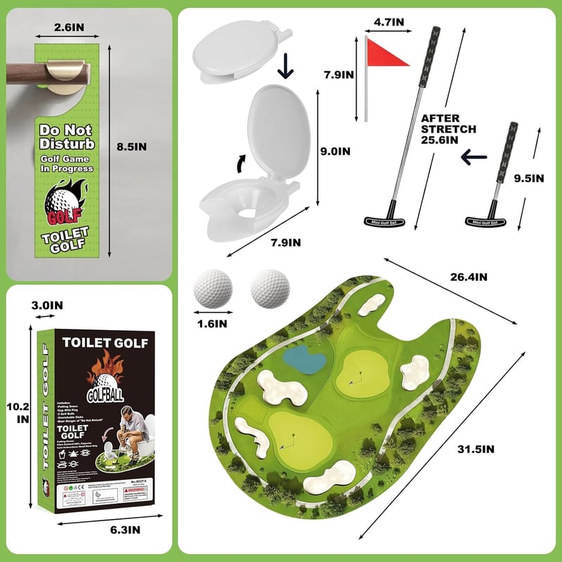 Toilet Golf Game - Fun Bathroom Gag Gift for Adults