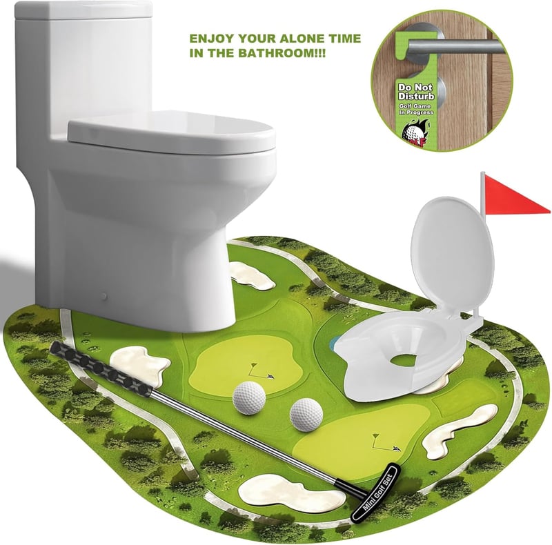 Toilet Golf Game - Fun Bathroom Gag Gift for Adults