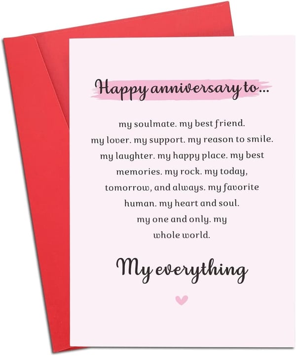 1st Anniversary Card for Husband - Romantic Gift for Couples