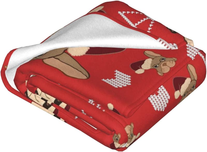 Red French Bulldog Throw Blanket for Couples, 50