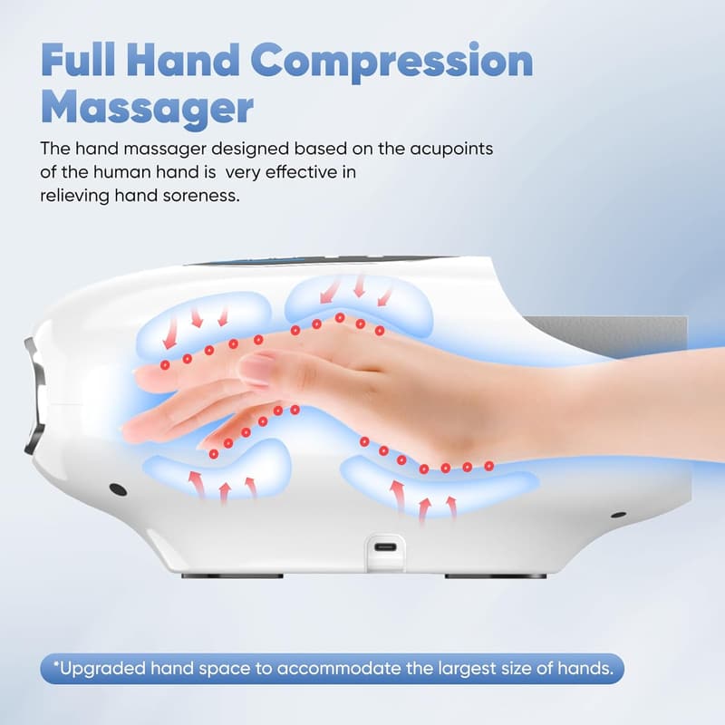 Hand Massage Device - 9 Modes, 4 Heating Options for Arthritis Relief