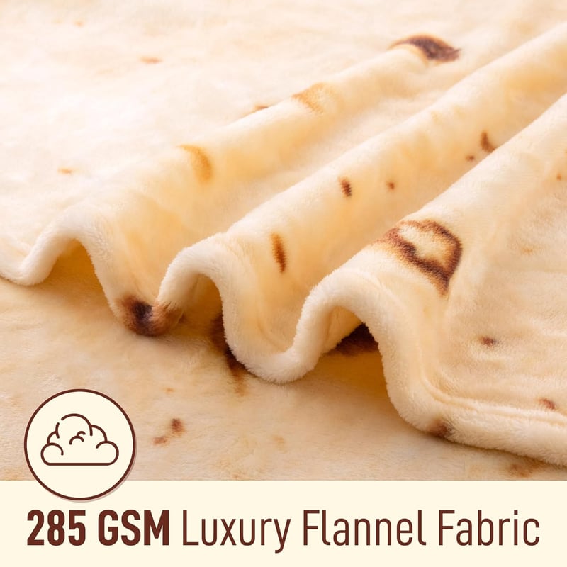 60-Inch Double-Sided Flannel Tortilla Blanket - Fun Gift for Adults