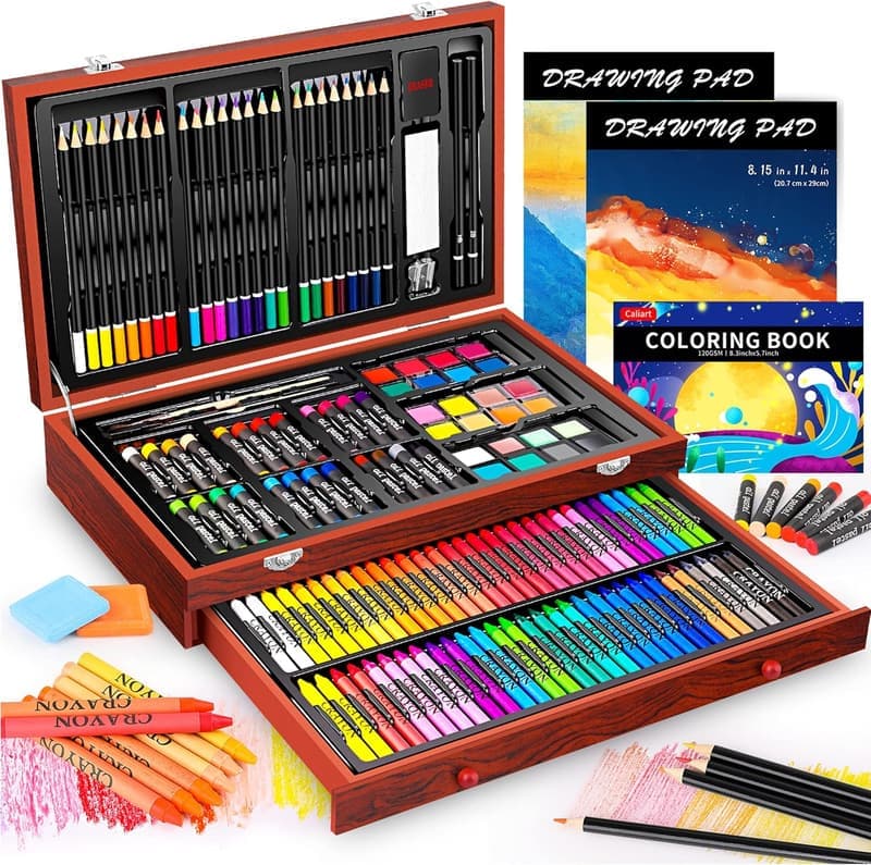 Deluxe 153-Pack Wooden Art Set for Kids & Beginners