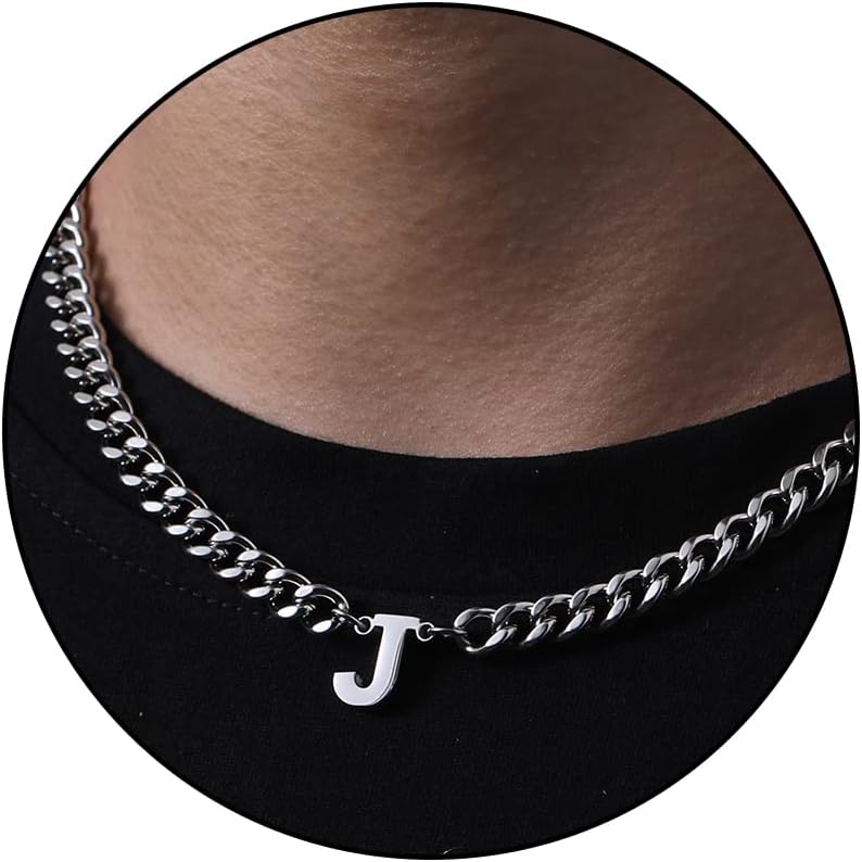 Graduation Gift: Men's Initial Cuban Link Chain Necklace